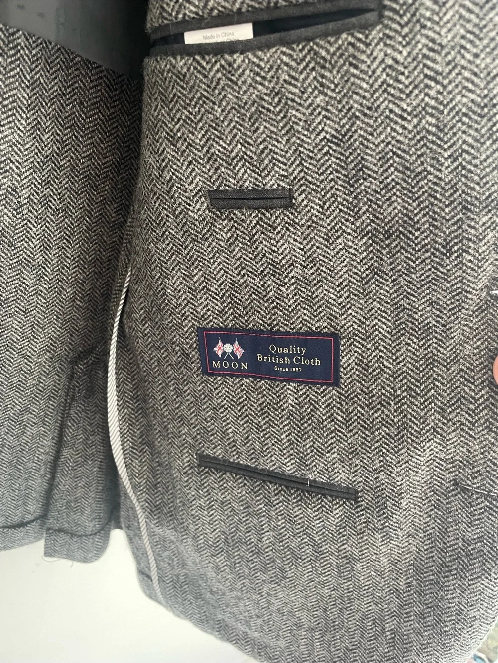 J.Crew Ludlow Blazer — Gray Herringbone Tweed, Moon English Wool